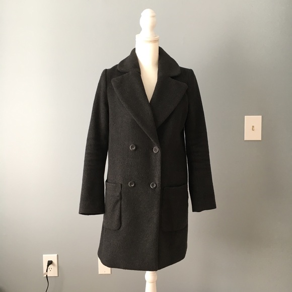 H&M Jackets & Blazers - Brushed knit gray peacoat